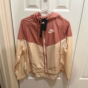 Nike Hooded Colorblock Windbreaker - Dusty Rose and Cream